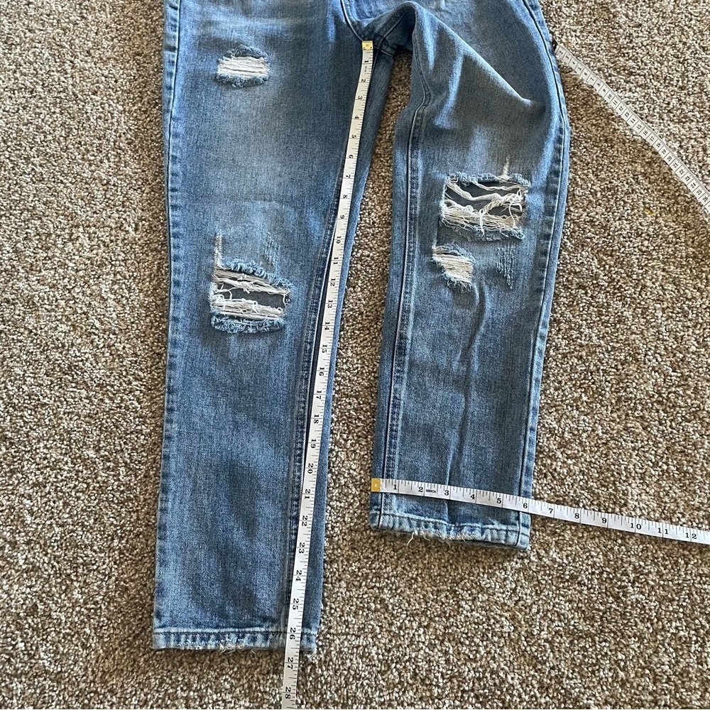 Vervet Jeans Womens 26 Blue Medium Wash Denim Mid Rise Tapered Distressed Ripped - Picture 11 of 12